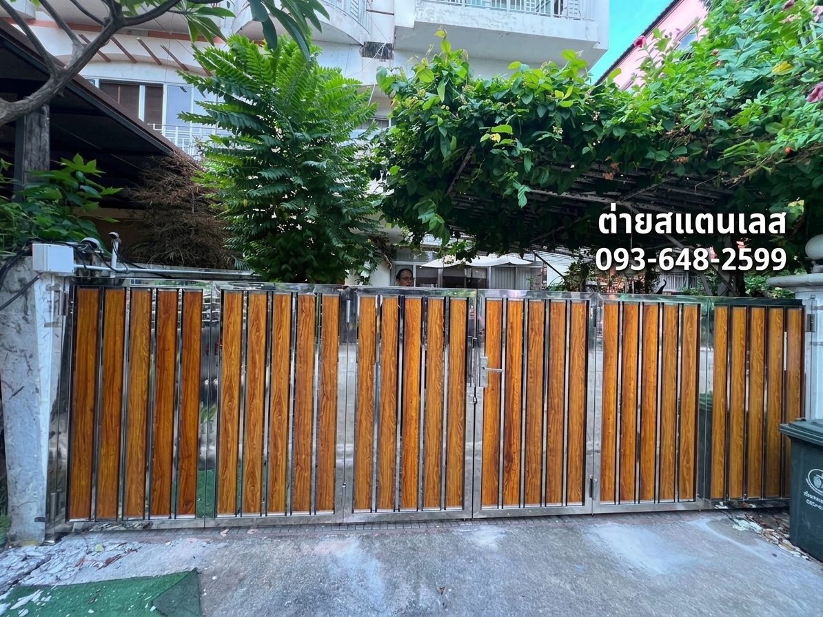 รับทำประตูสแตนเลสลายไม้